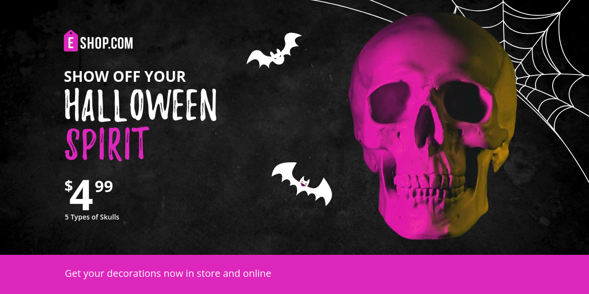 Shop for Halloween Skull Decoration Animated-1200x600px-TwitterImagePost