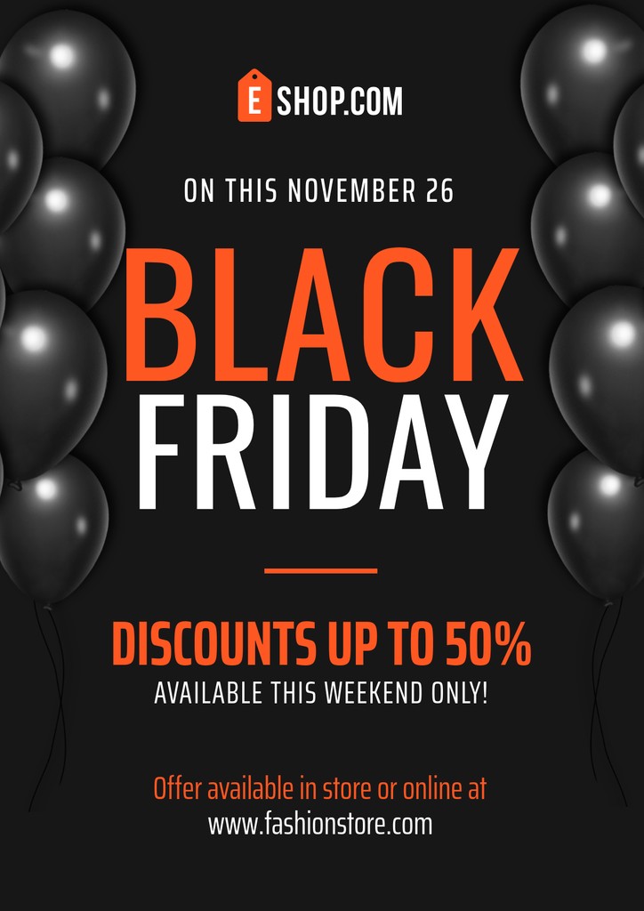 Black Balloons Weekend Sale Black Friday Poster Poster