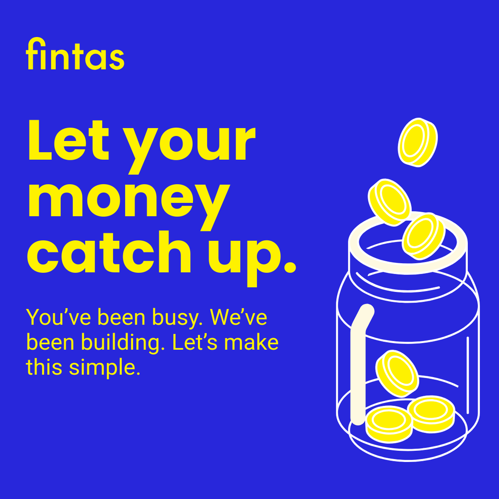 Let Your Money Catch Up Fintas Finance Animated Facebook Square Post