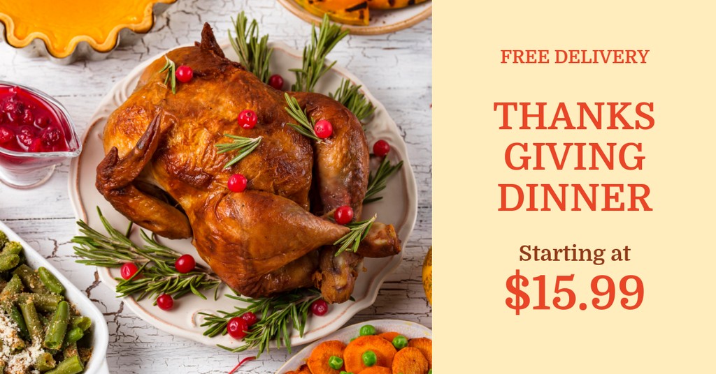 Thanksgiving Dinner Free Delivery Facebook Sponsored Message