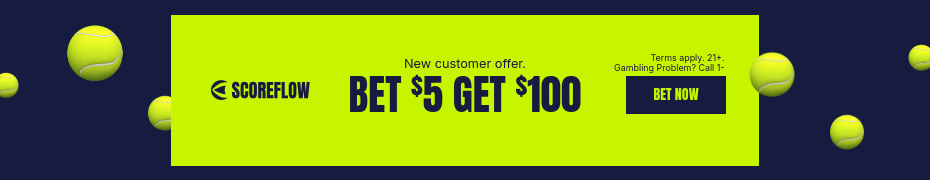 Bet Five Get Hundred Tennis Scoreflow Betting Animated Top Banner